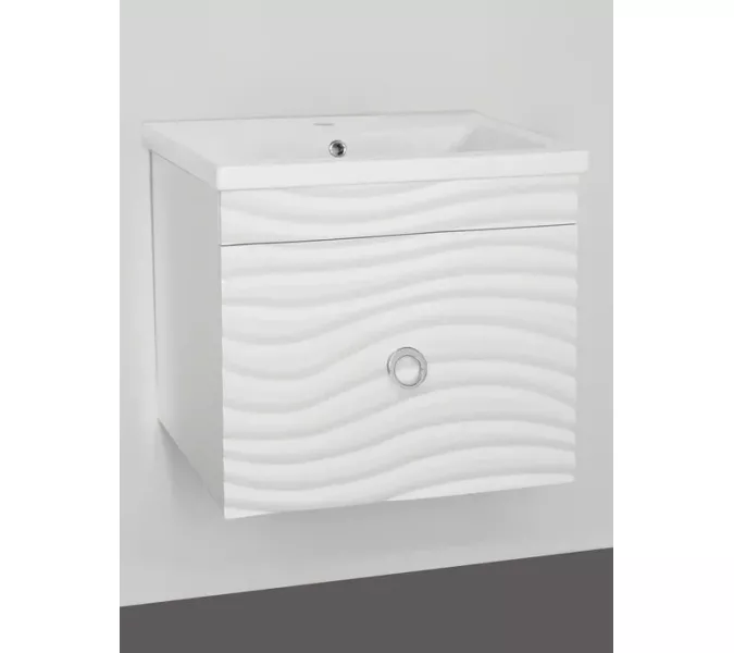 Тумба подвесная с раковиной Style Line Вероника  Комо 60/80  Люкс белая, PLUS, Выбрать размер: 60, изображение 3