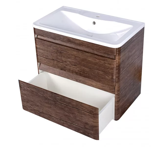 Тумба подвесная с раковиной Style Line  Атлантика, Выбрать цвет: Старое дерево, Выбрать размер: 80, изображение 6