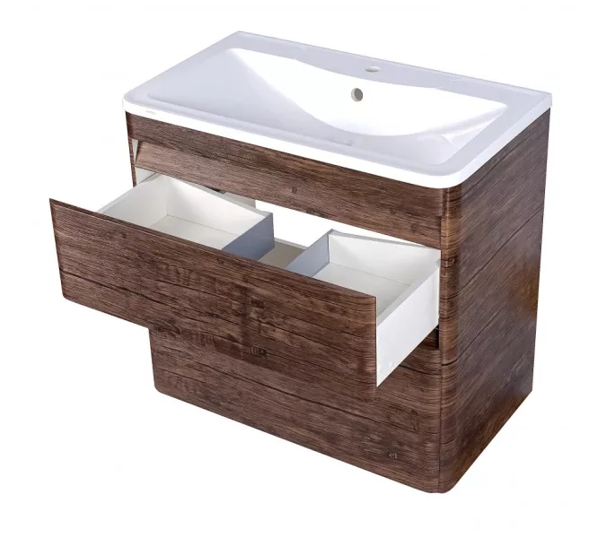 Тумба подвесная с раковиной Style Line  Атлантика, Выбрать цвет: Старое дерево, Выбрать размер: 80, изображение 5