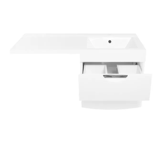 Тумба подвесная Style Line Жасмин 2 60 Люкс белая, PLUS (2 ящ.) с раковиной Даллас 120 L/R, Ориентация: правая, изображение 5