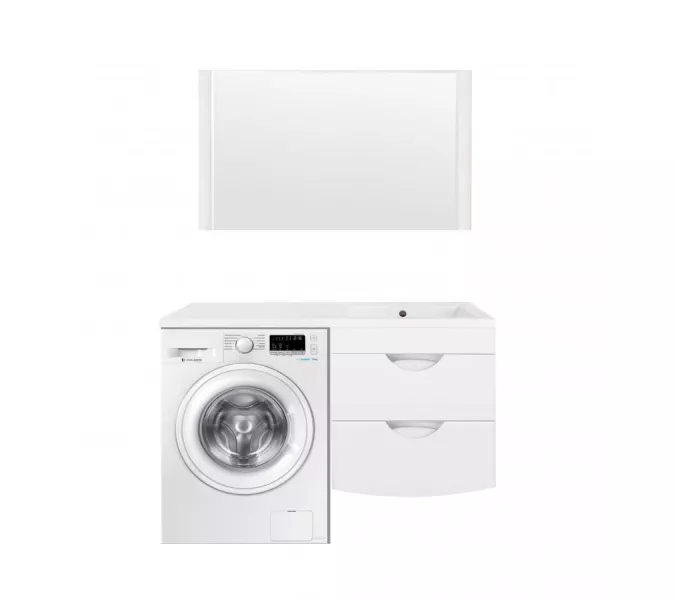 Тумба подвесная Style Line Жасмин 2 60 Люкс белая, PLUS (2 ящ.) с раковиной Даллас 120 L/R, Ориентация: правая, изображение 4