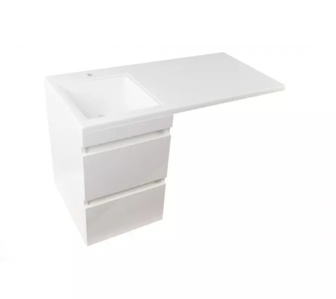 Тумба подвесная Style Line с раковиной  Даллас Люкс белая, PLUS, Выбрать размер: 100, изображение 4