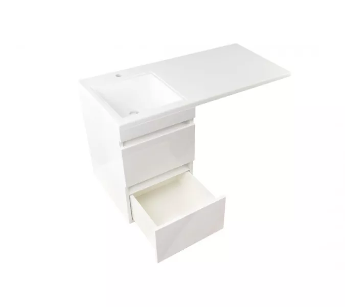 Тумба подвесная Style Line с раковиной  Даллас Люкс белая, PLUS, Выбрать размер: 100, изображение 6