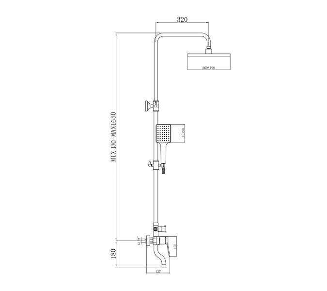 Bronze De Luxe Element Душевой гарнитур, Высота (мм): 1650, Выбрать цвет: Хром, изображение 4