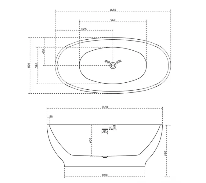 Акриловая ванна ABBER AB9207MB 165х80, Выбрать цвет: Черный матовый, изображение 11