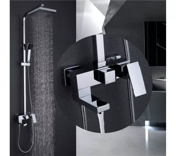 Душевая стойка ABBER Daheim AF8216, Выбрать цвет: Хром, Регулируемая высота: 900-1250, изображение 2