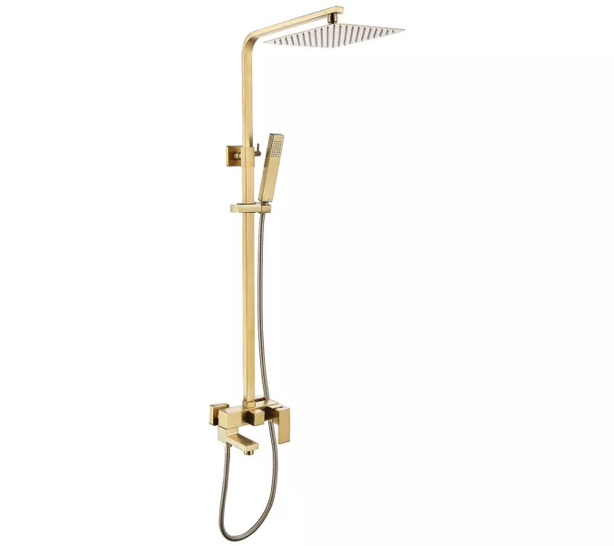 Душевая стойка ABBER Daheim AF8216, Выбрать цвет: Матовое золото, Регулируемая высота: 900-1250