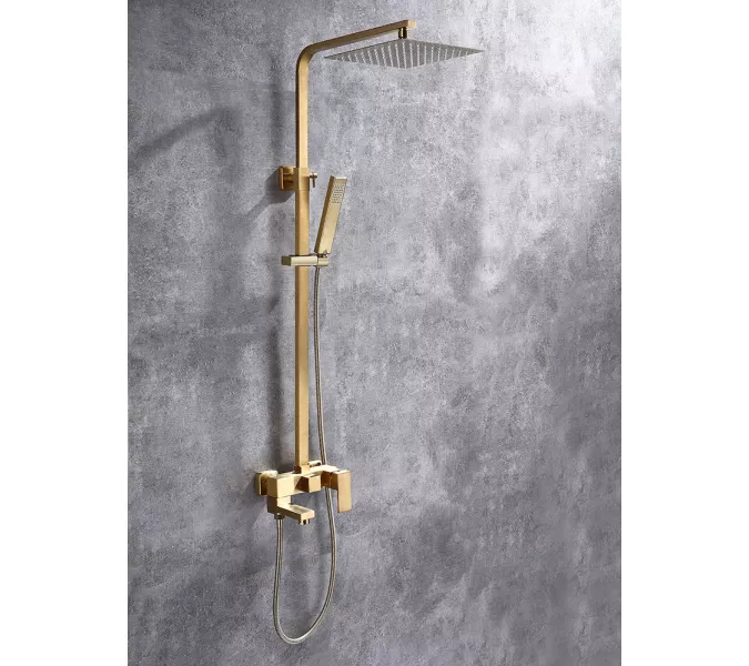 Душевая стойка ABBER Daheim AF8216, Выбрать цвет: Матовое золото, Регулируемая высота: 900-1250, изображение 2