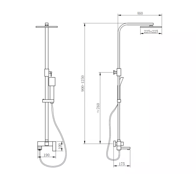 Душевая стойка ABBER Daheim AF8216, Выбрать цвет: Матовое золото, Регулируемая высота: 900-1250, изображение 4