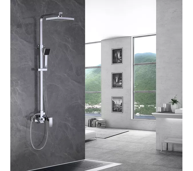 Душевая стойка ABBER Wasserfall AF8616, Выбрать цвет: Хром, Регулируемая высота: 900-1250, изображение 2