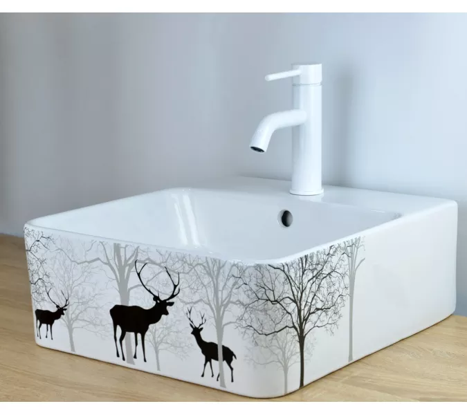 Смеситель однорычажный на раковину Bronze De Luxe, Выбрать цвет: Белый, изображение 4