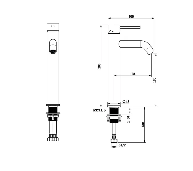 Смеситель на раковину высокий Bronze De Luxe, Выбрать цвет: Черный, изображение 3