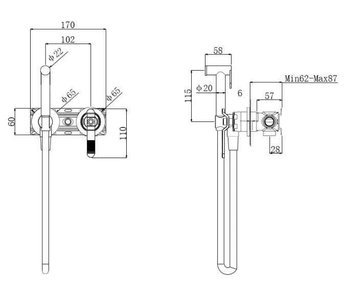 Гигиенический душ (комплект) Bronze De Luxe, Выбрать цвет: Матовый хром, изображение 3