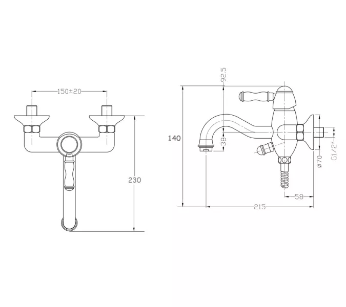 Bronze De Luxe Смеситель для ванной, изображение 2