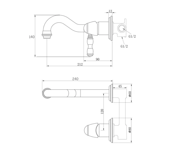 Bronze De Luxe Смеситель настенный для раковины, Выбрать цвет: Хром, изображение 3