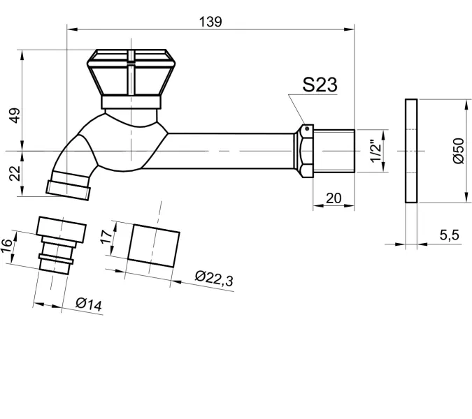 Bronze De Luxe Сливной кран (насадка-расекатель), изображение 2