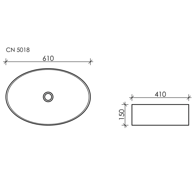 Умывальник чаша накладная овальная Element 610*410*150мм, изображение 6