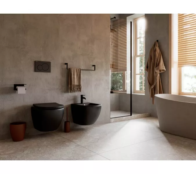 Подвесной унитаз Ceramica Nova Metropol Rimless CN4002, Выбрать цвет: Черный матовый, изображение 11