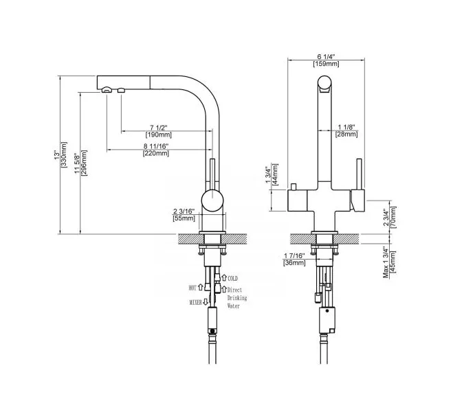 Смеситель для кухни Timo Saona 2356/18FL черное золото с подключением фильтра и выдвижной лейкой, изображение 4