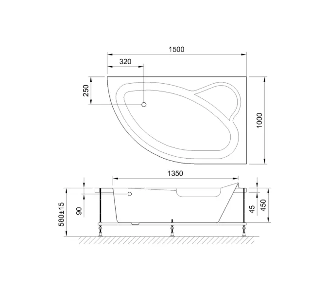 Акриловая ванна Royal Bath  ALPINE, Выбрать размер: 150x100, Ориентация: правая, изображение 4