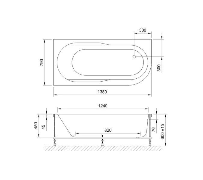 Акриловая ванна Royal Bath  AZUR, Выбрать размер: 140x80, Ориентация: левая, изображение 4