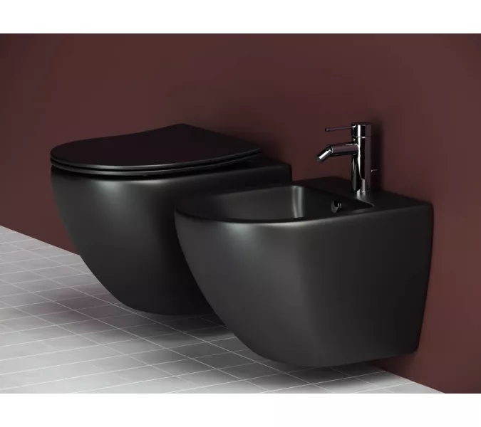 Подвесной унитаз Ceramica Nova Metropol Rimless CN4002, Выбрать цвет: Черный матовый, изображение 9