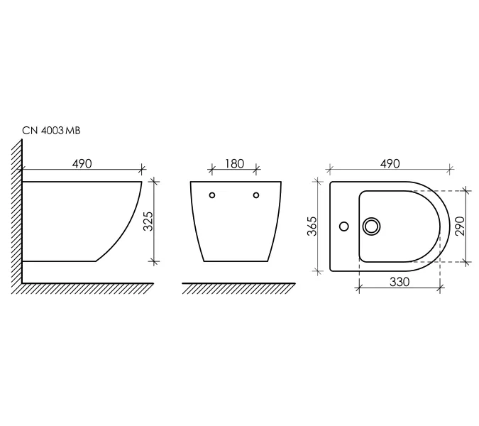Подвесное биде Ceramica Nova Metropol CN4003, Выбрать цвет: Черный матовый, изображение 13