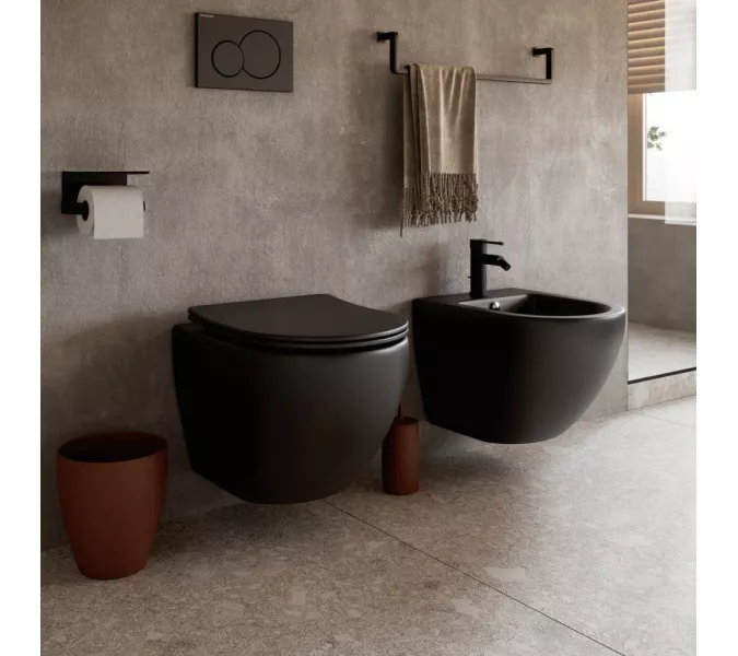 Подвесной унитаз Ceramica Nova Metropol Rimless CN4002, Выбрать цвет: Черный матовый, изображение 12