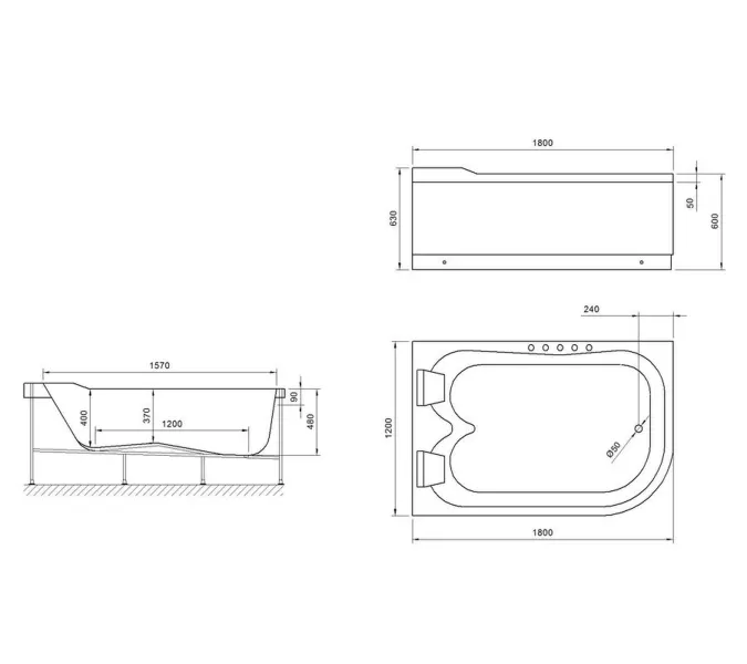 Акриловая ванна Royal Bath  NORWAY, Выбрать размер: 180x120, Ориентация: левая, изображение 3