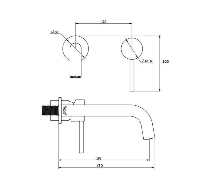 Смеситель настенный для раковины Bronze De Luxe, Выбрать цвет: Черный, изображение 2