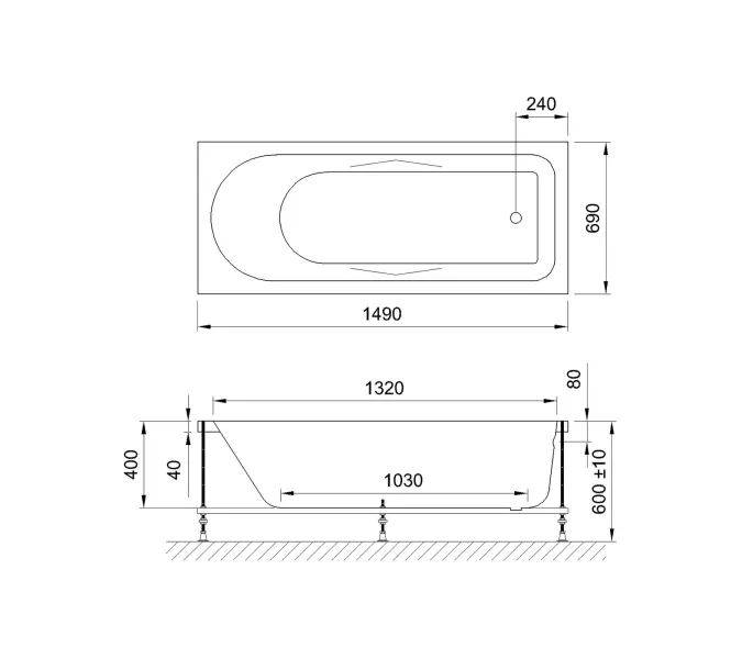 Акриловая ванна Royal Bath  TUDOR, Выбрать размер: 150x70, изображение 4