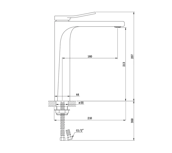 Высокий смеситель на раковину Bronze De Luxe, Выбрать цвет: Золото матовое, изображение 3