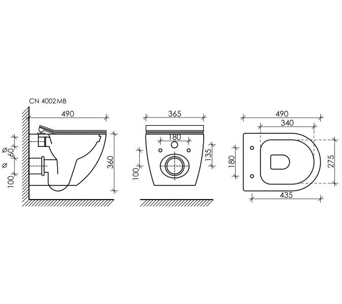 Подвесной унитаз Ceramica Nova Metropol Rimless CN4002, Выбрать цвет: Черный матовый, изображение 14