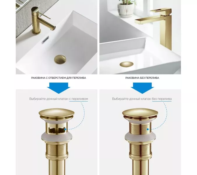 Донный клапан Timo 8011/18 черное золото, изображение 4