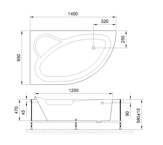 Гидромассажная ванна Royal Bath  ALPINE DE LUXE, Выбрать размер: 140x95, Ориентация: левая, изображение 3