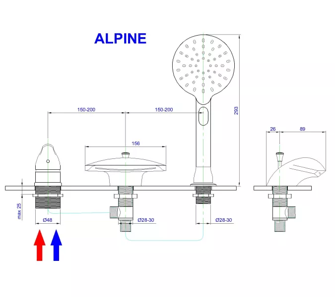 Смеситель на борт ванны Royal Bath  Alpine, изображение 2