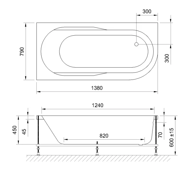 Гидромассажная ванна Royal Bath  AZUR STANDART, Выбрать размер: 140x80, Ориентация: левая, изображение 2