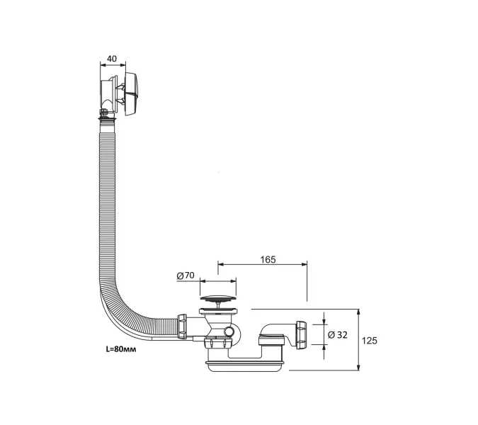 Слив-перелив для ванны Royal Bath полуавтомат, изображение 2