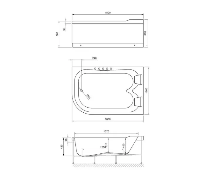 Гидромассажная ванна Royal Bath  NORWAY DE LUXE, Ориентация: правая, изображение 2