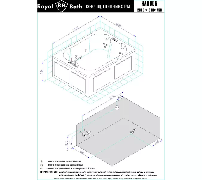 Гидромассажная ванна Royal Bath  HARDON DE LUXE, изображение 7