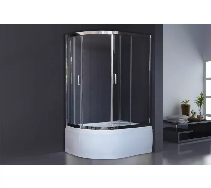 Душевой угол Royal Bath RB 8120BK ассиметричный, Цвет стекла: прозрачное, Цвет профиля: Хром, Ориентация: правая, изображение 2