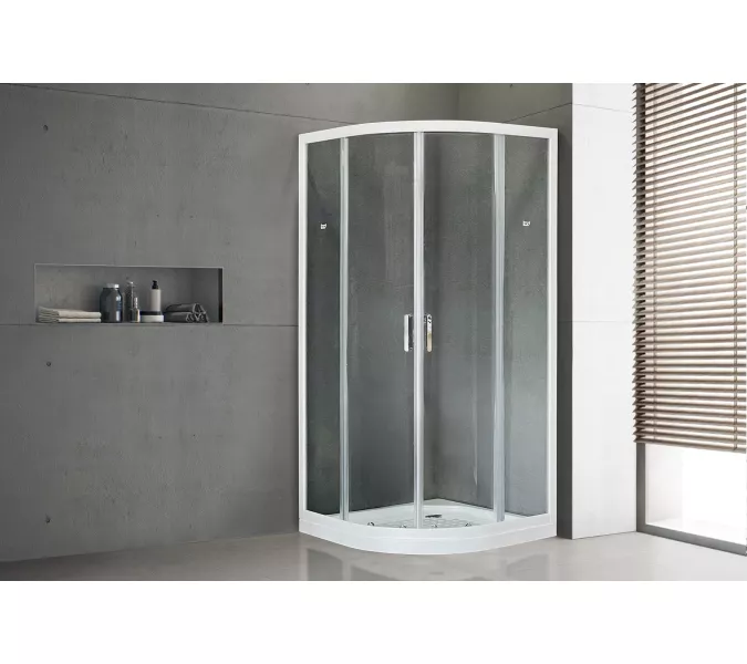 Душевой уголок Royal Bath RB HKD RB HK четверть круга, Высота поддона: Приобретается отдельно, Цвет профиля (вариация): Белый, Выбрать размер: 90x90, Цвет стекла: прозрачное, изображение 2