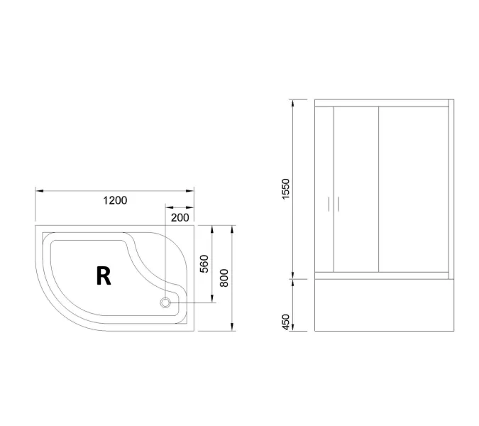Душевой угол Royal Bath RB 8120BK ассиметричный, Цвет стекла: прозрачное, Цвет профиля: Белый, Ориентация: правая, изображение 6