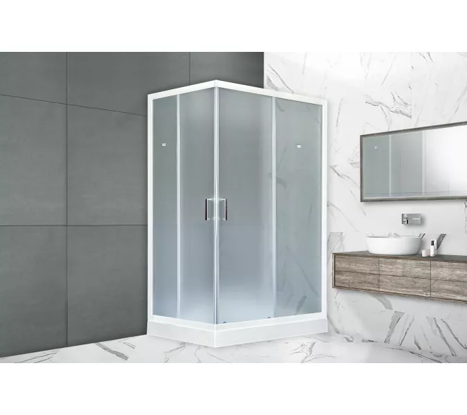 Душевой уголок Royal Bath RB HPD RB HP прямоугольный, Цвет стекла: матовое, Высота поддона: Низкий, Цвет профиля: Белый, Выбрать размер: 120x80, Ориентация: правая, изображение 2