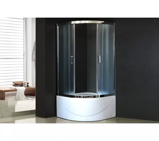 Душевой угол Royal Bath RB BK четверть круга, Цвет стекла: матовое, Цвет профиля: Хром, Выбрать размер: 90x90, изображение 2