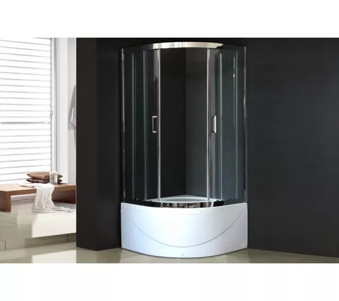 Душевой угол Royal Bath RB BK четверть круга, Цвет стекла: прозрачное, Цвет профиля: Хром, Выбрать размер: 90x90, изображение 2