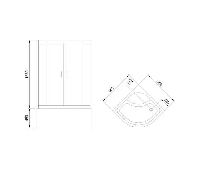 Душевой угол Royal Bath RB BK четверть круга, Цвет стекла: матовое, Цвет профиля: Белый, Выбрать размер: 90x90, изображение 7