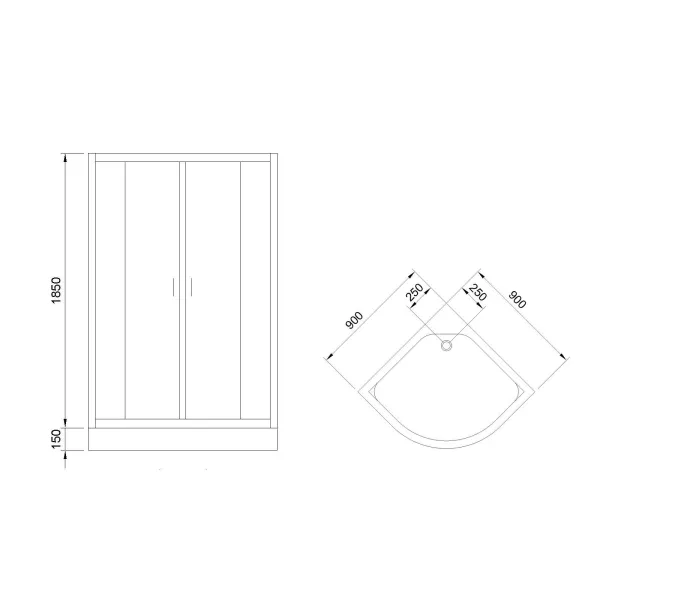 Душевой уголок Royal Bath RB HKD RB HK четверть круга, Высота поддона: Низкий, Цвет профиля (вариация): Хром, Выбрать размер: 90x90, Цвет стекла: прозрачное, изображение 6