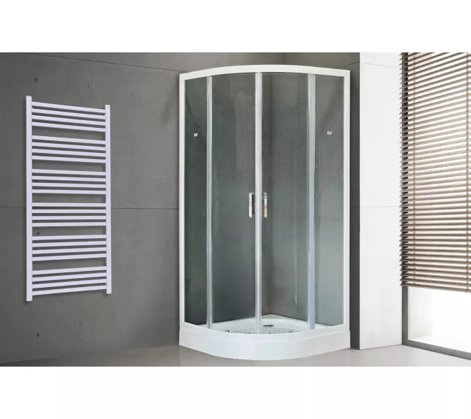 Душевой уголок Royal Bath RB HKD RB HK четверть круга, Высота поддона: Низкий, Цвет профиля (вариация): Белый, Выбрать размер: 90x90, Цвет стекла: прозрачное, изображение 2