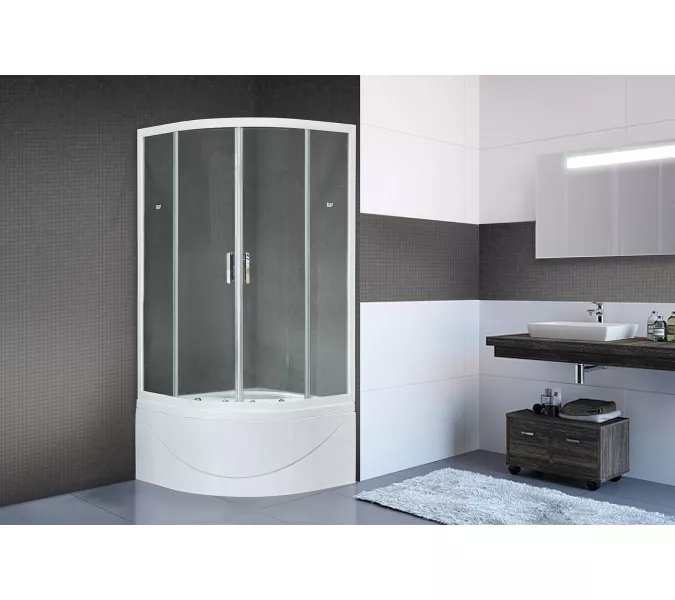 Душевой угол Royal Bath RB BK четверть круга, Цвет стекла: прозрачное, Цвет профиля: Белый, Выбрать размер: 90x90, изображение 3